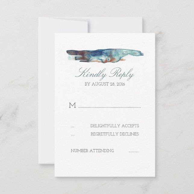 Retro Beach Hochzeitskarten für Wasserfarben RSVP Karte (Vorderseite)