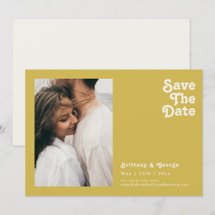 Retro Beach   Horizontales Gold-Foto Save the Date