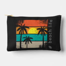 Retro Beach Life, Black Silhouette Zubehörtasche