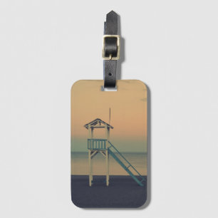 Retro Beach Lifeguard Tower Sunset Gepäckanhänger
