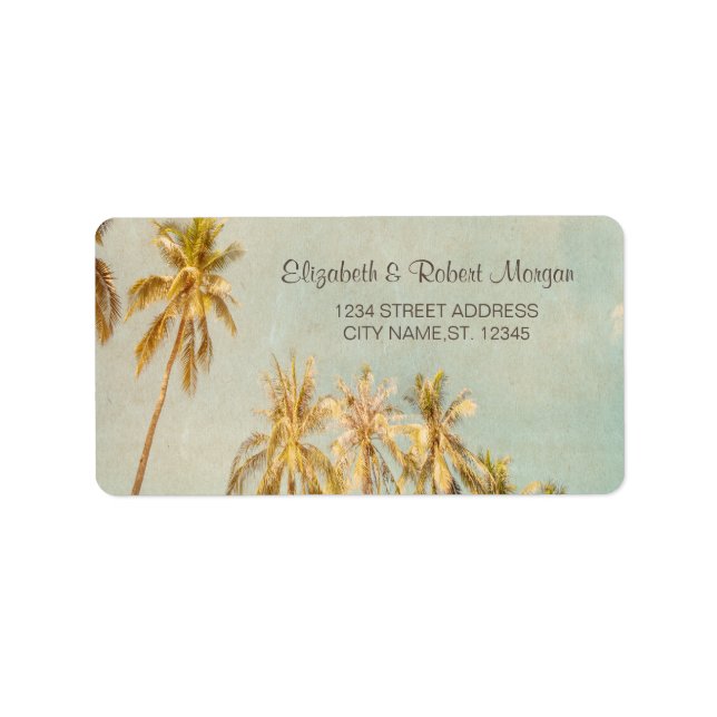 Retro Beach Palms Adressaufkleber (Vorne)