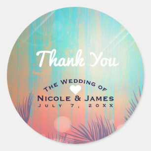 Retro BEACH PARTY Sonnige Palmen Bäume Sommer Part Runder Aufkleber