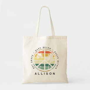 Retro Beach Peace Sign Palm Tree Tragetasche