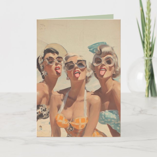 Retro Beach Pin-Up Vibes Karte (Vorderseite)
