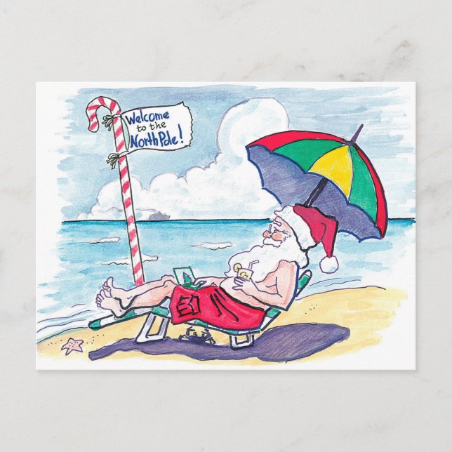 Retro Beach Santa Claus Weihnachten (Vorderseite)