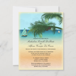 Retro Beach Scène Mariage formel Invitation