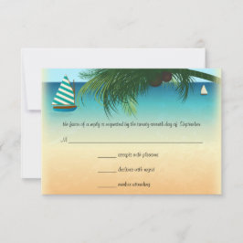 Retro Beach Scene Wedding RSVP Response Card