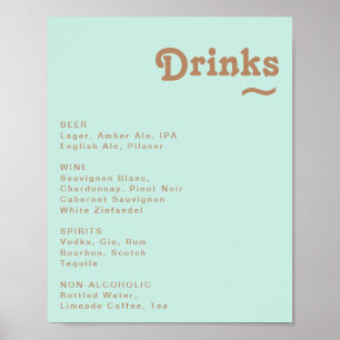 Retro Beach   Schild "Aqua Wedding Drinks"