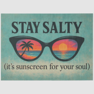 Retro Beach Sunset Decoupage "Salty Bleibe" Seidenpapier