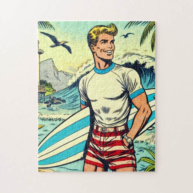 Retro Beach Surf Comicen (Vertikal)