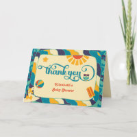 Retro Beach SurfBaby Dusche Danke Karte