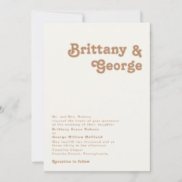 Retro Beach | Traditionelle Elfenbeinhochzeit Einladung