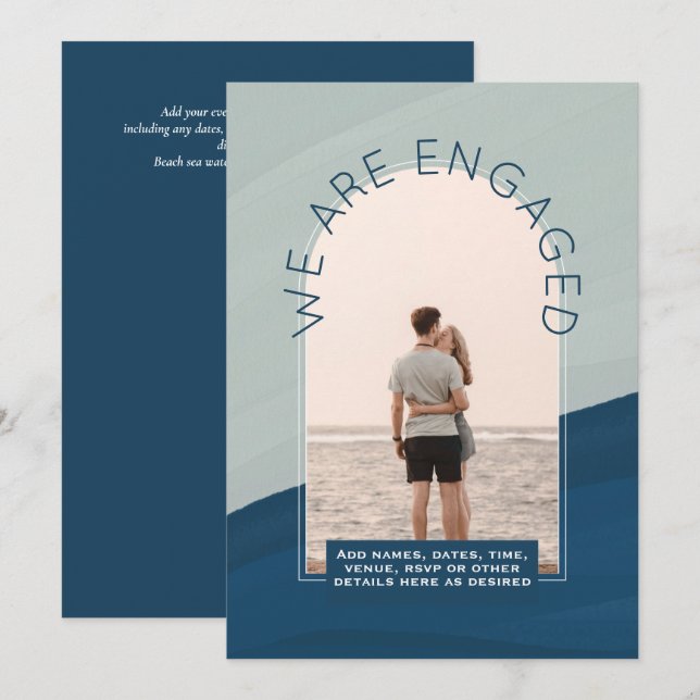 RETRO Beach Vibe Wedding Stationery FOTO Einladung (Vorne/Hinten)