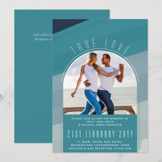 RETRO Beach Vibe Wedding Stationery FOTO Einladung (Vorne/Hinten)