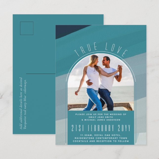 RETRO Beach Vibe Wedding Stationery FOTO Postkarte (Vorne/Hinten)