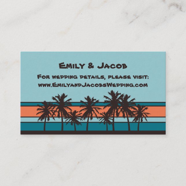 Retro Beach Wedding Website Insertion Cartes (Devant)