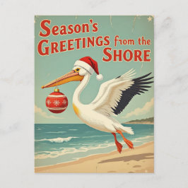 Retro Beach Your Text Season’s Greetings Postcard Feiertagspostkarte