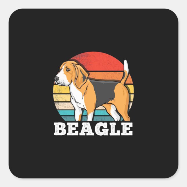 Retro Beagle Hund Quadratischer Aufkleber (Vorderseite)