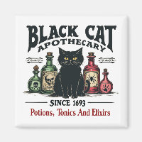 Retro Beängstigend Black Cat Apothecary Witchy Wic
