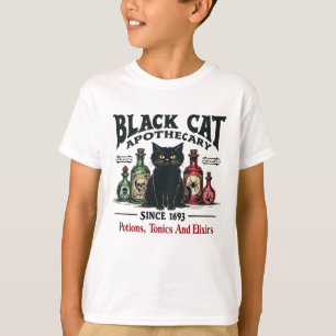 Retro Beängstigend Black Cat Apothecary Witchy Wic T-Shirt