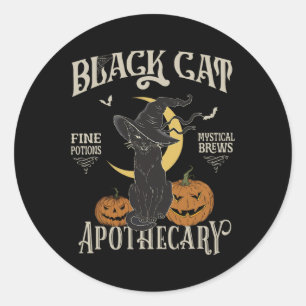 Retro Beängstigend Halloween Kostüm Schwarze Katze Runder Aufkleber