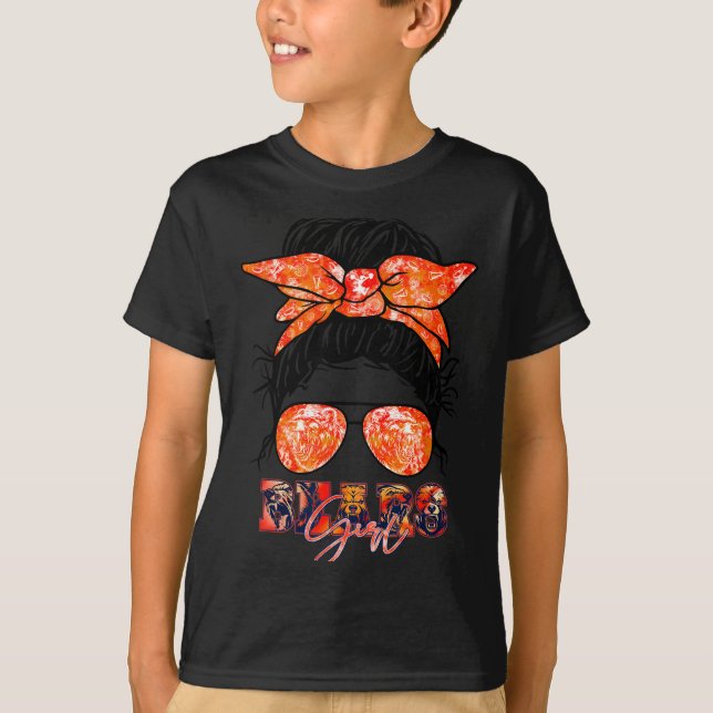 Retro Bears Girl Messy Bun Srts Team Matching Appa T-Shirt (Vorderseite)