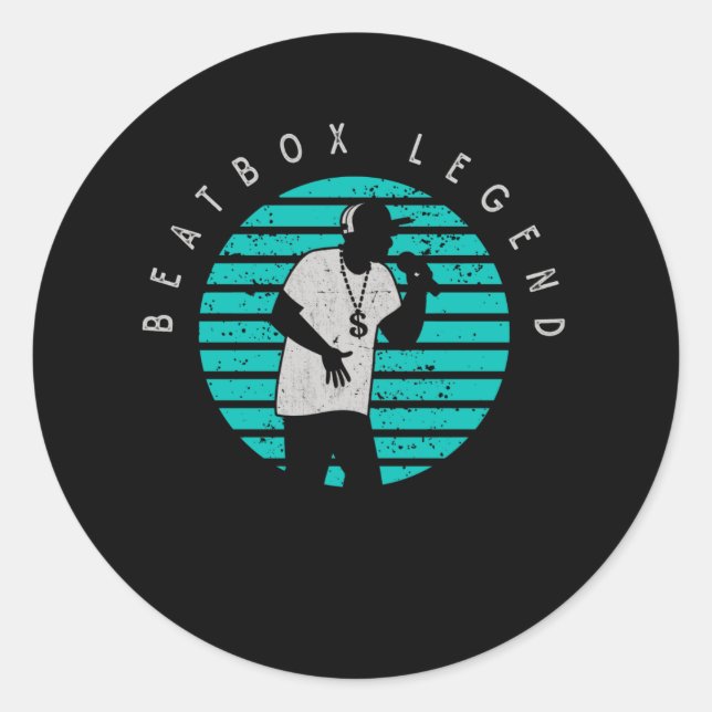 Retro Beatbox Musician Rap und Hip Hop Music Runder Aufkleber (Vorderseite)