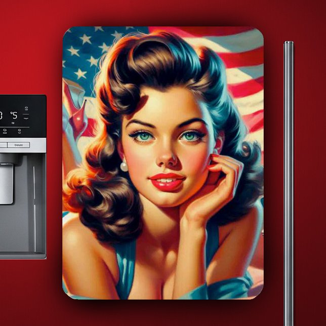 Retro Beautiful American Girl Magnet (Von Creator hochgeladen)