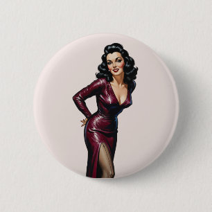 Retro Beautiful Brünett Old Hollywood Glamour Art Button