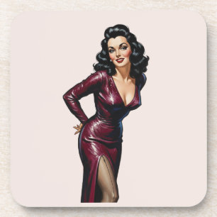 Retro Beautiful Brünett Old Hollywood Glamour Art Getränkeuntersetzer