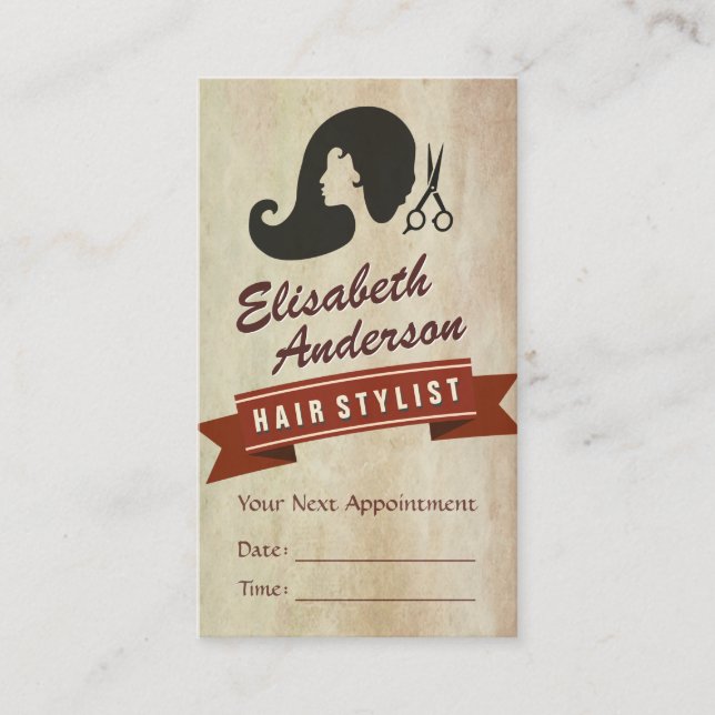 Retro Beauty - Friseur Salon Stylist Ernennung Terminkarte (Vorderseite)