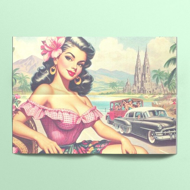 Retro Beauty Hispanic Girl Seidenpapier (Von Creator hochgeladen)