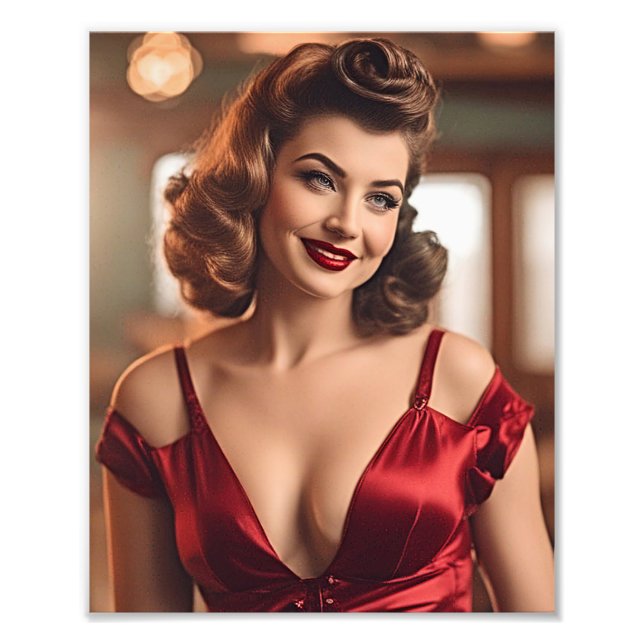 Retro Beauty in Rot Fotodruck (Vorne)