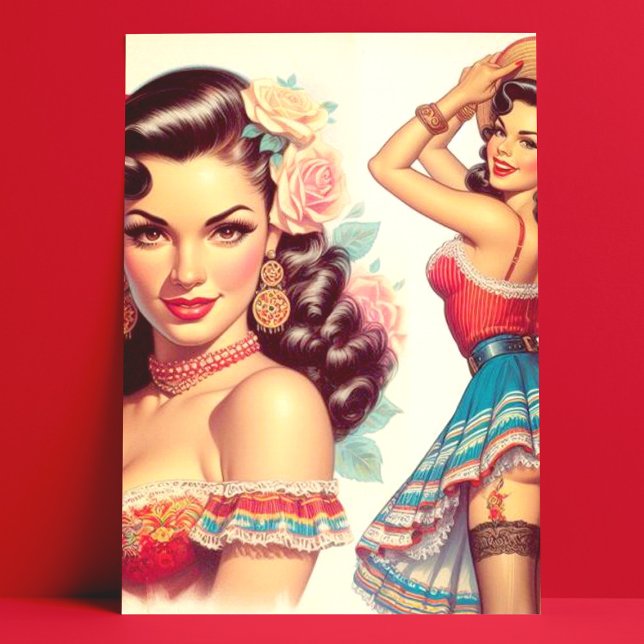 Retro Beauty Mexican Woman Postkarte (Von Creator hochgeladen)