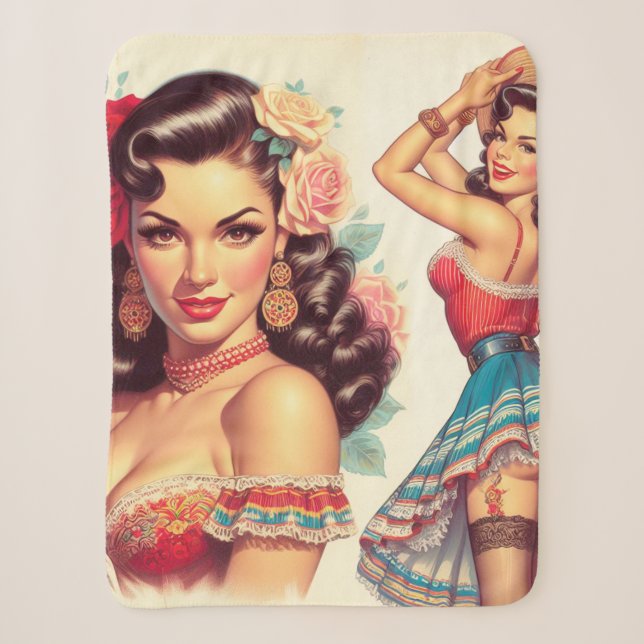 Retro Beauty Mexican Woman Sherpadecke (Vorderseite)