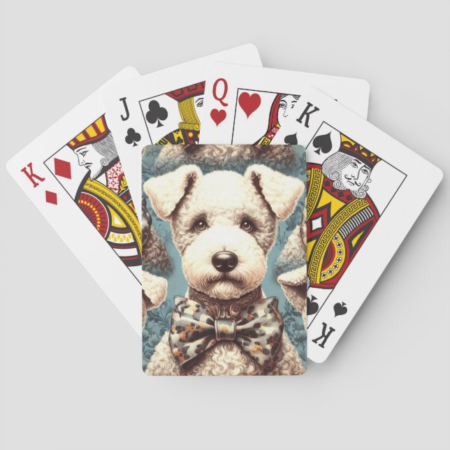 Retro Bedlington Terrier Illustration Spielkarten (Rückseite)