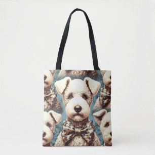 Retro Bedlington Terrier Illustration Tasche