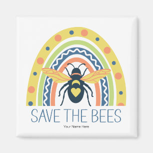 Retro Beekeeper Apiary Bio Honey Bee Rainbow Magnet