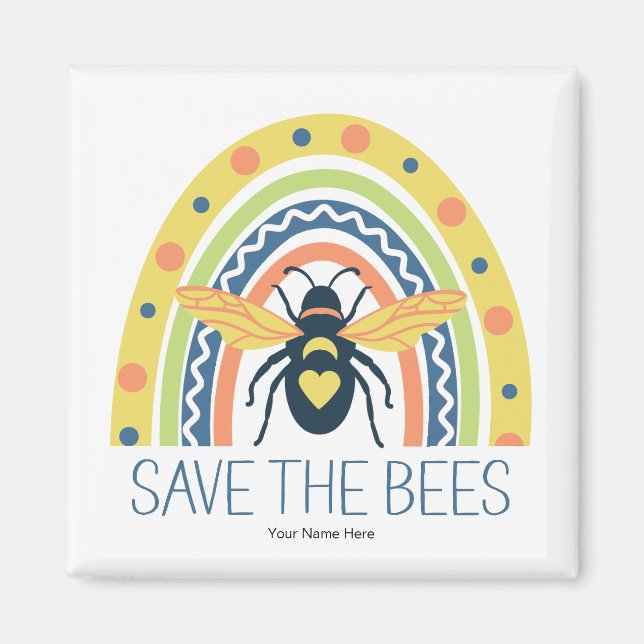 Retro Beekeeper Apiary Bio Honey Bee Rainbow Magnet (Vorne)