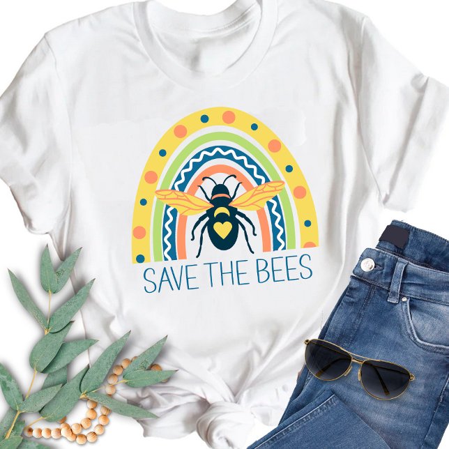 Retro Beekeeper Apiary Bio Honey Bee Rainbow T-Shirt (Von Creator hochgeladen)