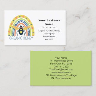 Retro Beekeeper Apiary Bio Honey Bee Rainbow Visitenkarte