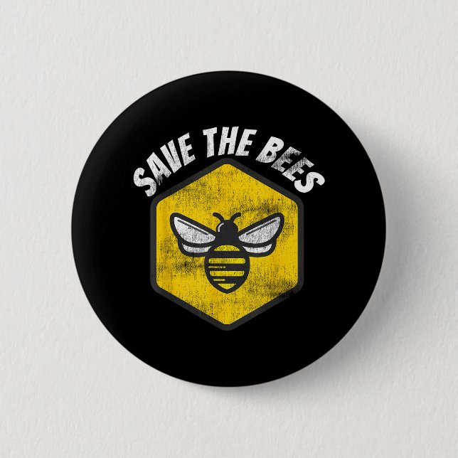 Retro Beekeeper Honeybeeness Gerettet Die Bienen E Button (Vorderseite)