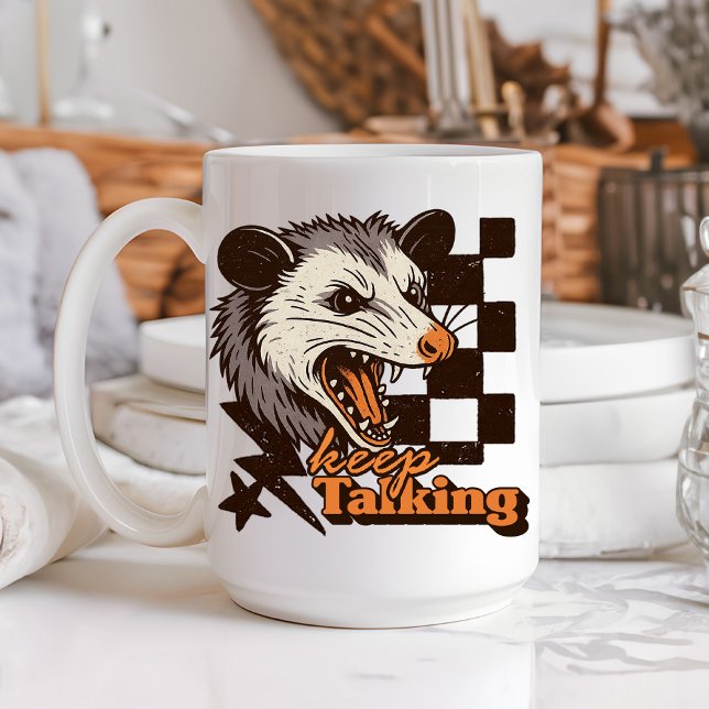 Retro Behalt Talking Feral Possum: Angry Wild Anim Kaffeetasse (This keep talking feral possum design brings bold edgy humor to your day!
)