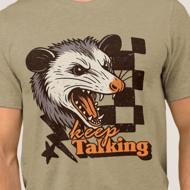 Retro Behalt Talking Feral Possum: Angry Wild Anim Tri-Blend Shirt (This keep talking feral possum design brings bold edgy humor to your day!)