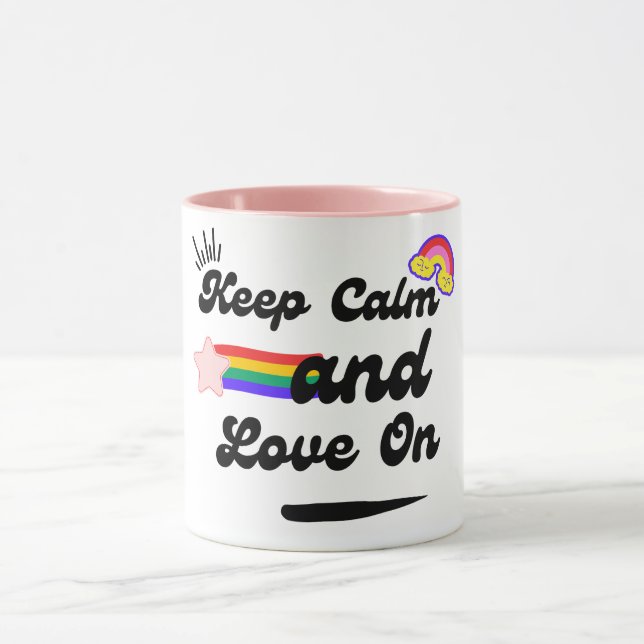 Retro Behalte Ruhe und Liebe auf Tasse (Zentrum)