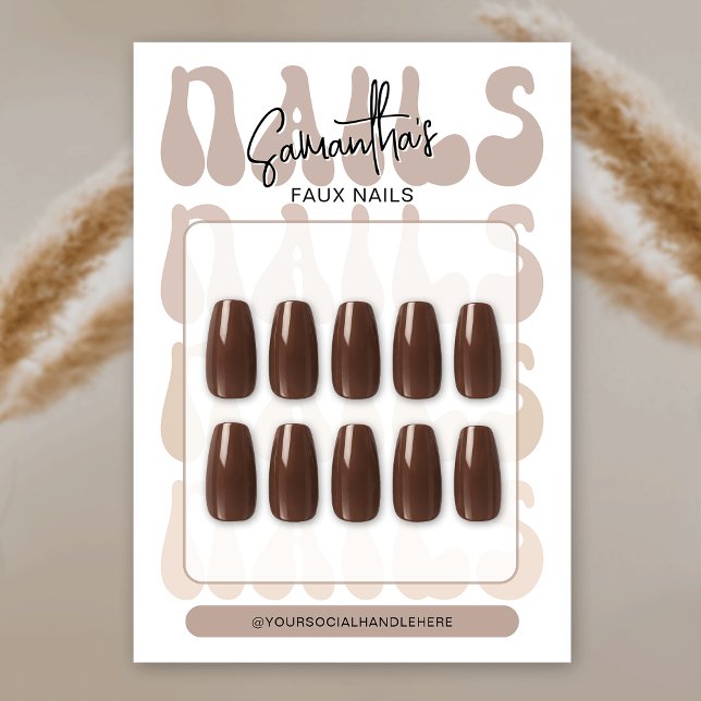 Retro Beige Acryl-Nagelführungskarten (Trendy retro acrylic nails display cards (! nails are for demonstration only, they are not included))