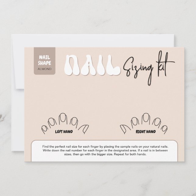 Retro Beige Acrylic Nails Sizing Kit Display Card (Vorderseite)