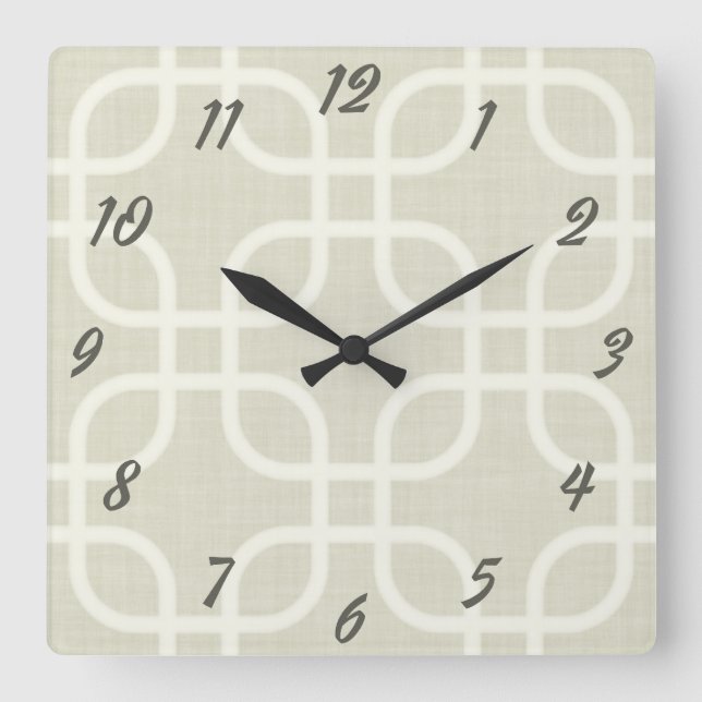 Retro Beige Geometric Quadratische Wanduhr (Vorderseite)