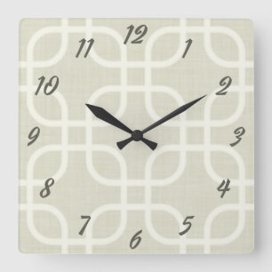 Retro beige geometrisches quadratische wanduhr