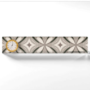 Retro Beige- und Brauntöne geometrische Formen Namensplakette